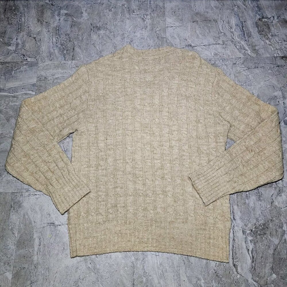 Vintage Alps Wintuk Orlon Sweater Womens Medium Pullover V Neck Beige Tan Brown - Picture 2 of 7
